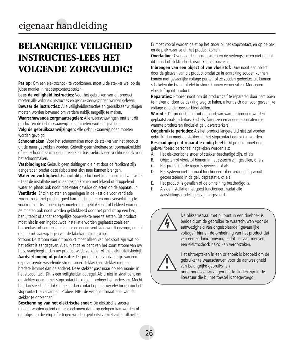 Eigenaar handleiding | Mirage Nanosat® Prestige User Manual | Page 26 / 44