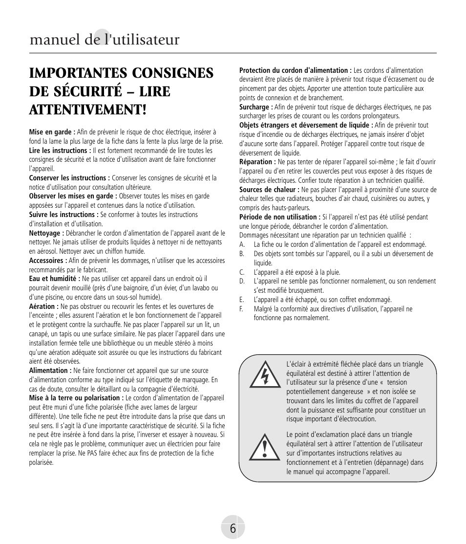 Manuel de l'utilisateur | Mirage Nanosat® Prestige User Manual | Page 6 / 44