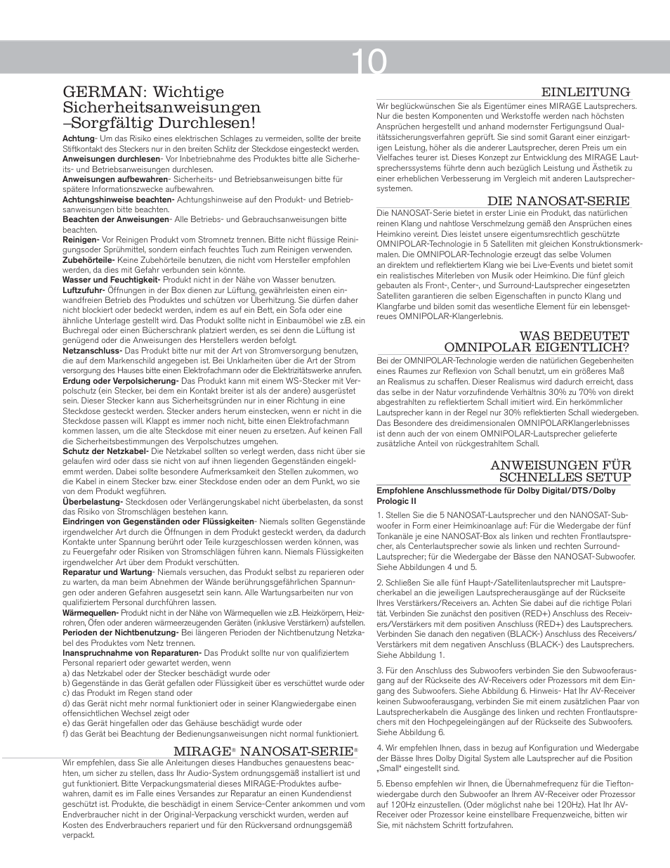 Mirage Nanosat® 5.1 User Manual | Page 10 / 24