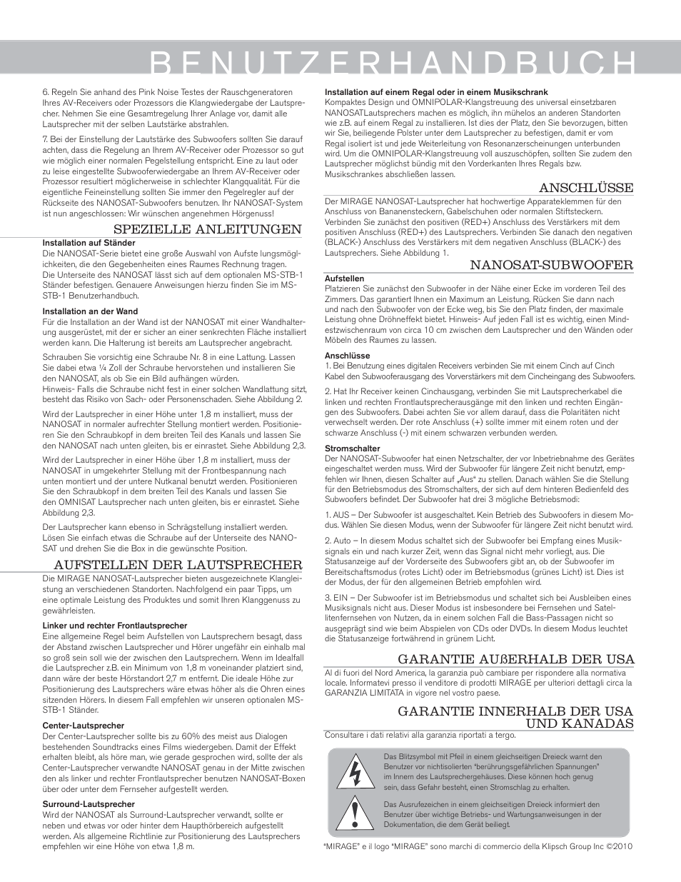 Mirage Nanosat® 5.1 User Manual | Page 11 / 24