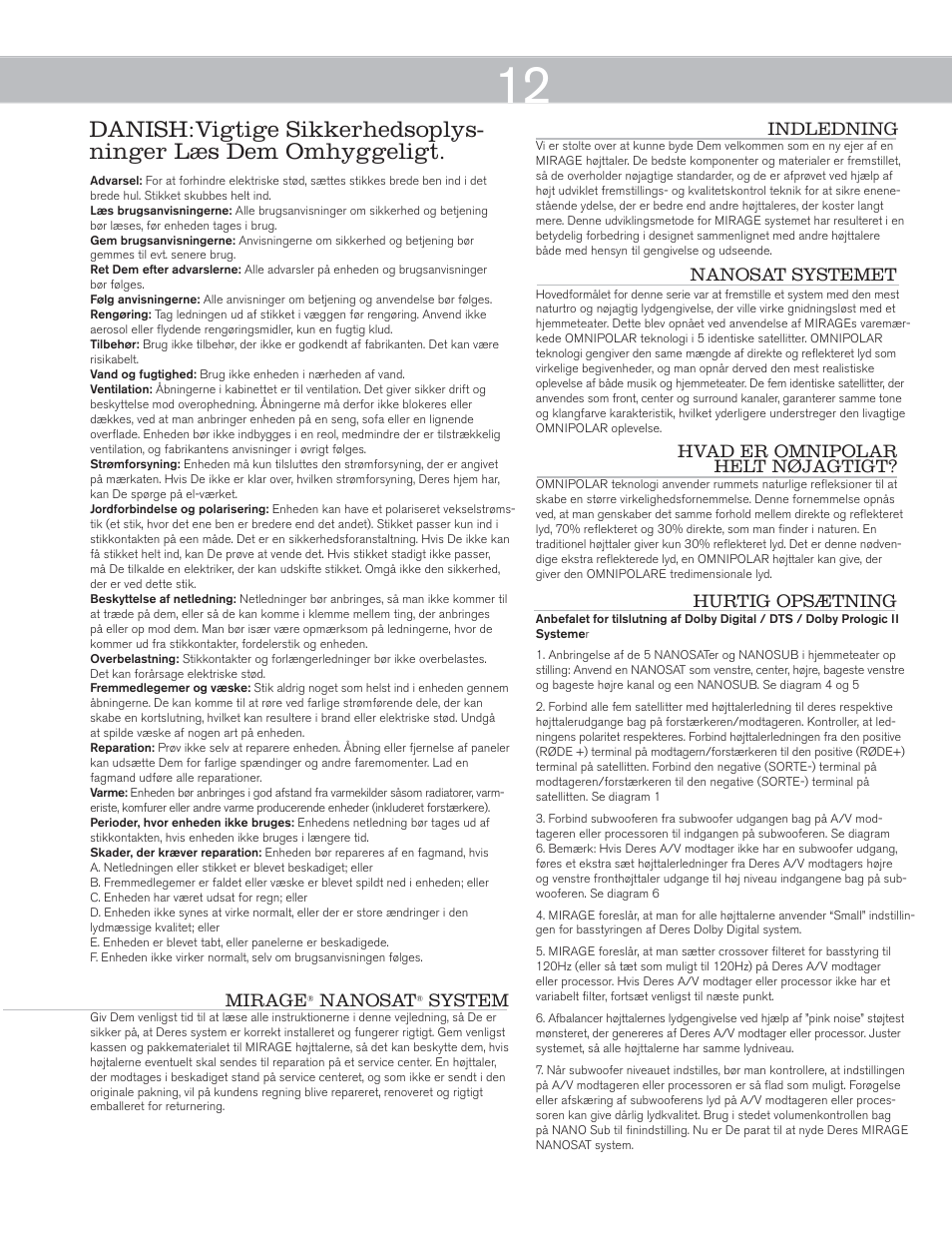 Mirage Nanosat® 5.1 User Manual | Page 12 / 24