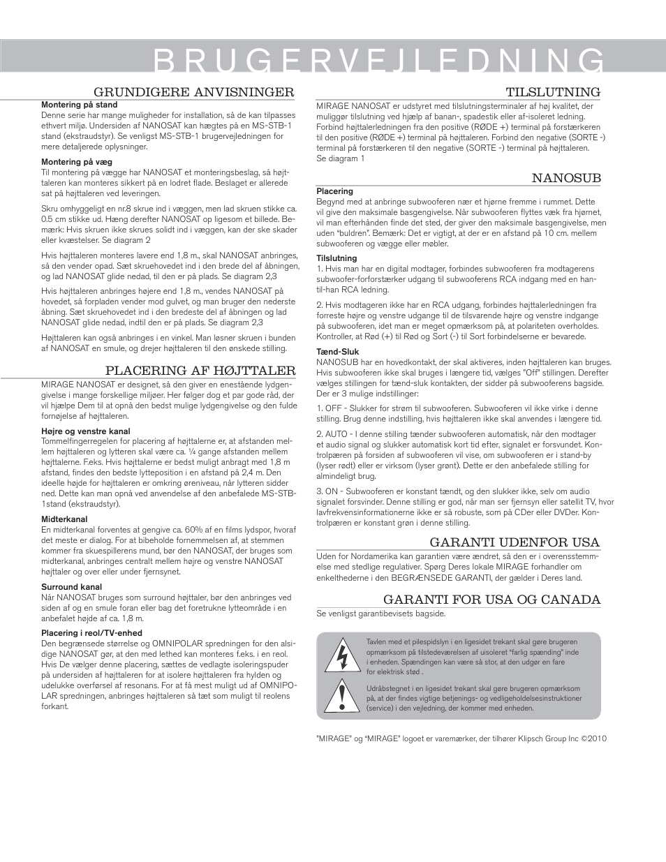 Mirage Nanosat® 5.1 User Manual | Page 13 / 24