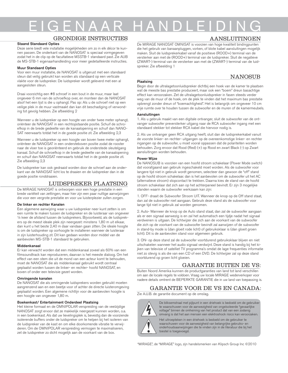 Mirage Nanosat® 5.1 User Manual | Page 15 / 24