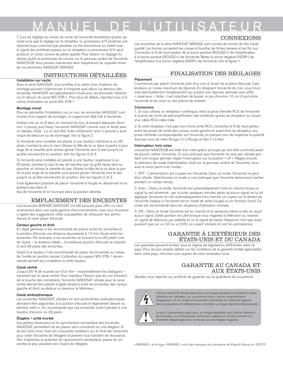 Mirage Nanosat® 5.1 User Manual | Page 5 / 24