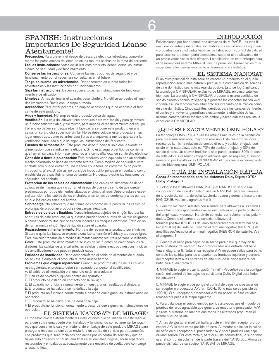 Mirage Nanosat® 5.1 User Manual | Page 6 / 24
