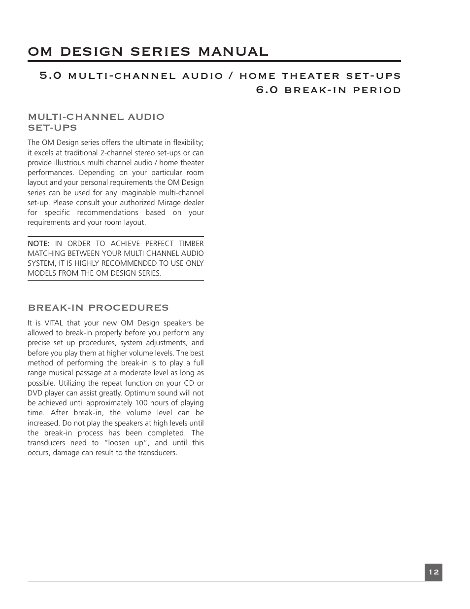 Om design series manual | Mirage OMD-28 User Manual | Page 14 / 19