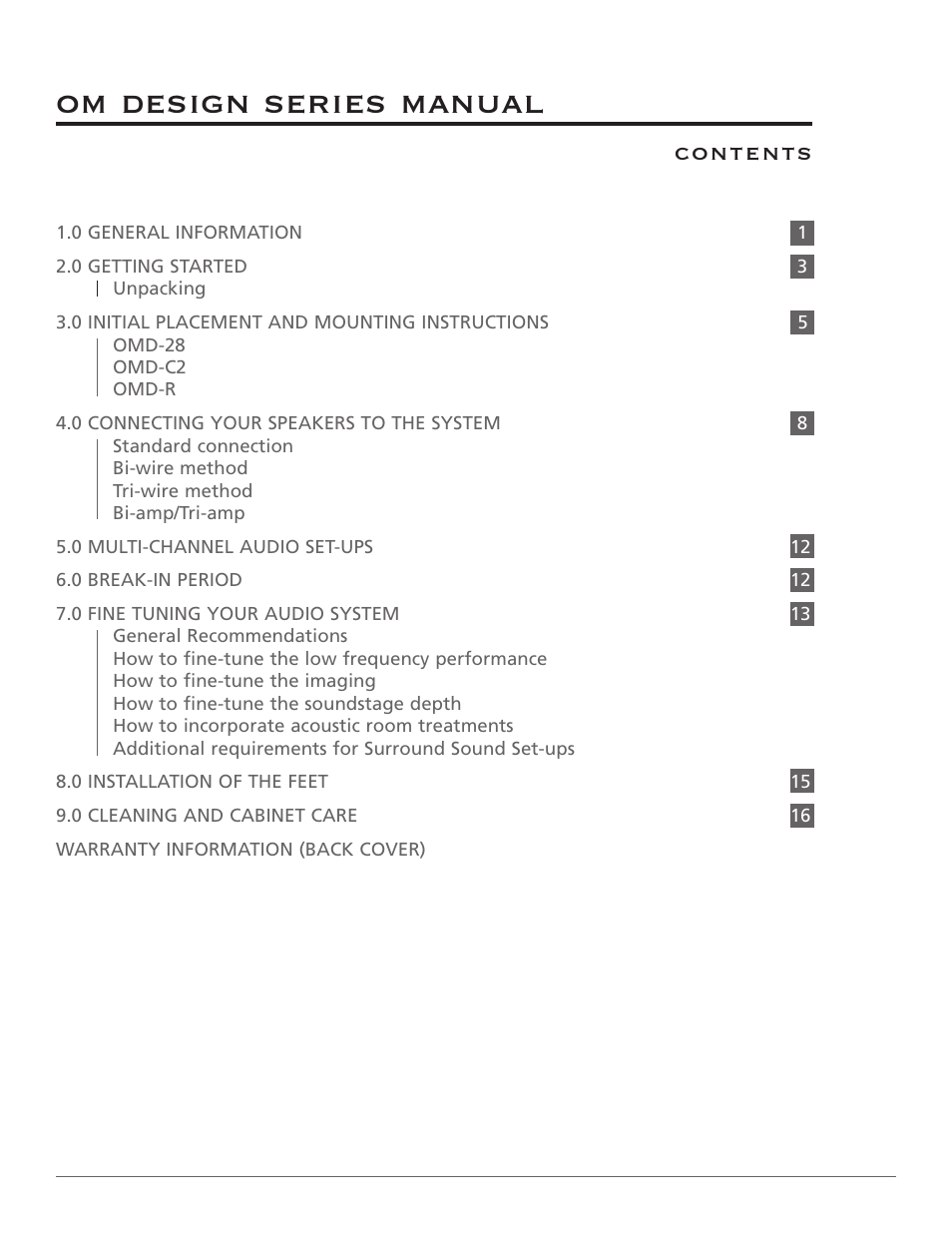 Om design series manual | Mirage OMD-28 User Manual | Page 2 / 19