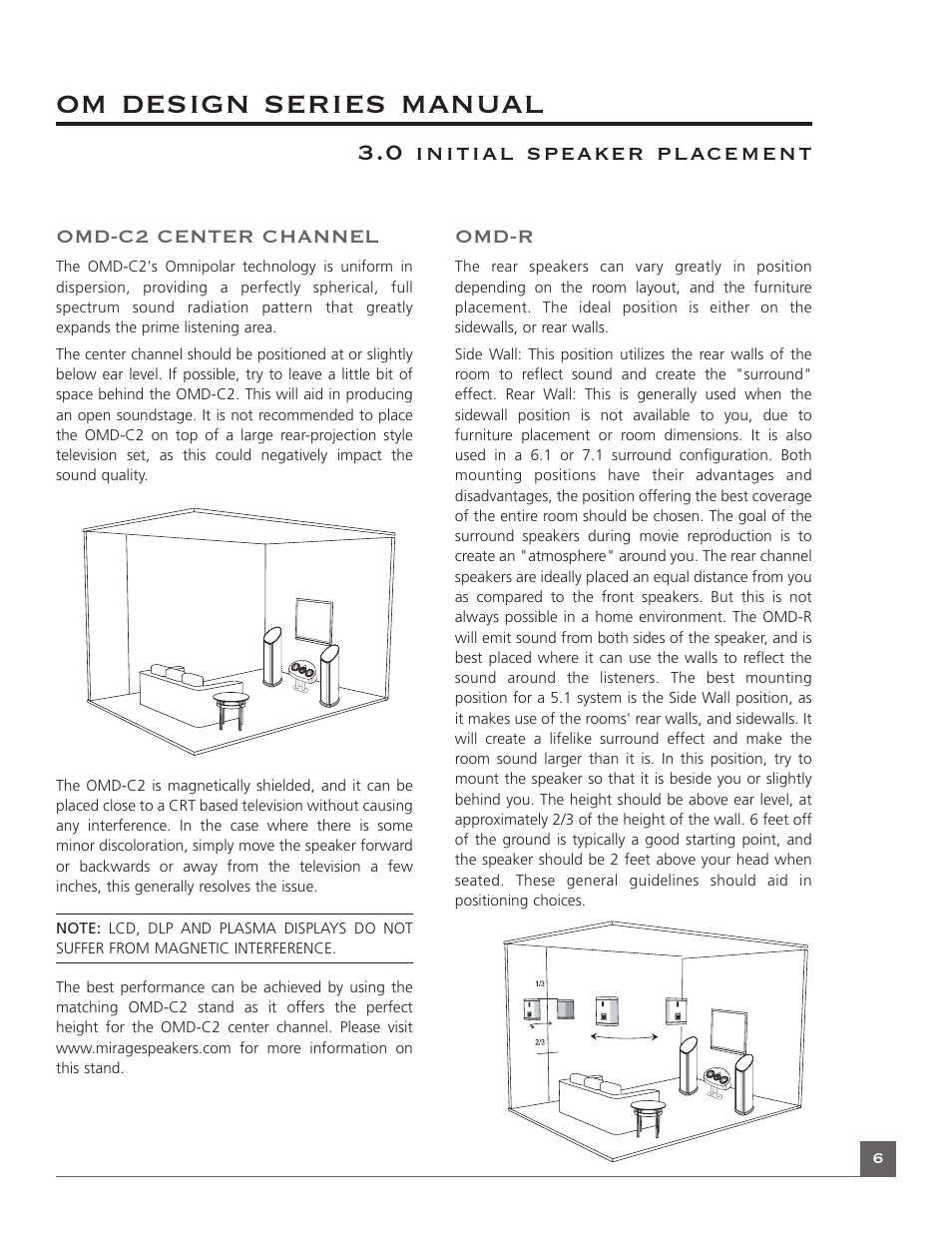 Om design series manual, Omd-c2 center channel, Omd-r | Mirage OMD-28 User Manual | Page 8 / 19