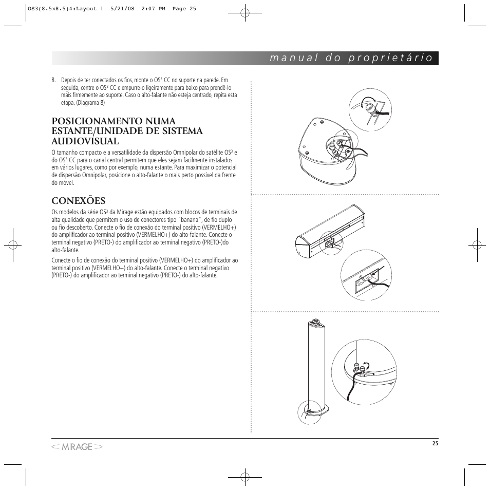 Conexões | Mirage OS³-FS User Manual | Page 25 / 36