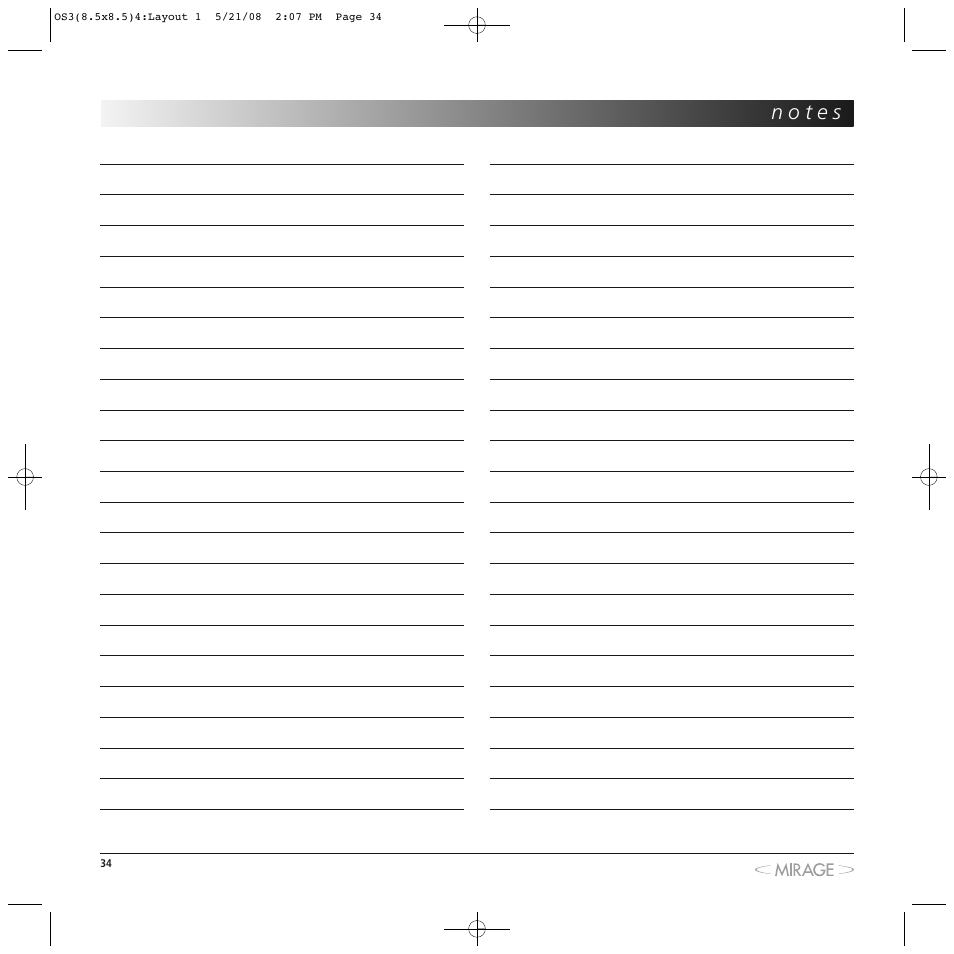 Mirage OS³-FS User Manual | Page 34 / 36