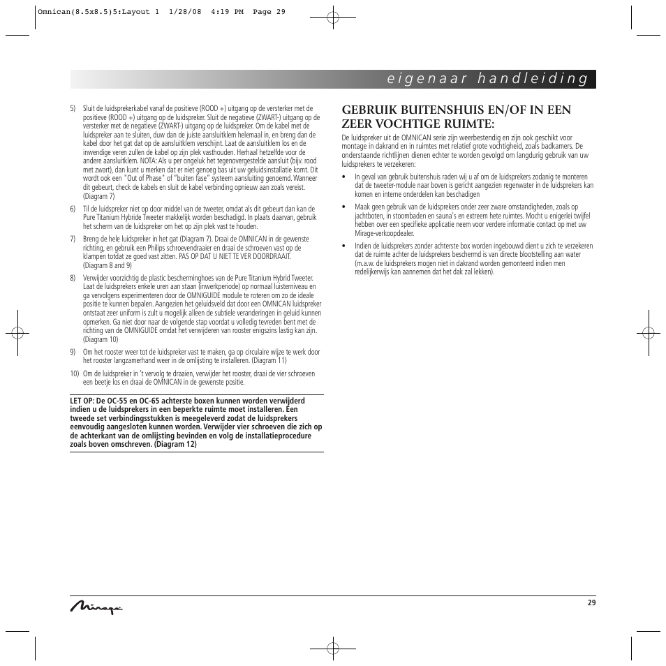 Mirage Omnican OC-65 User Manual | Page 29 / 42