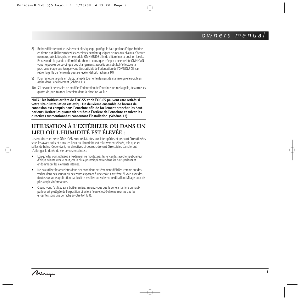 Mirage Omnican OC-65 User Manual | Page 9 / 42