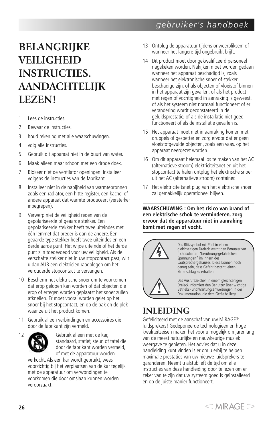 Inleiding | Mirage MM-8 User Manual | Page 26 / 44