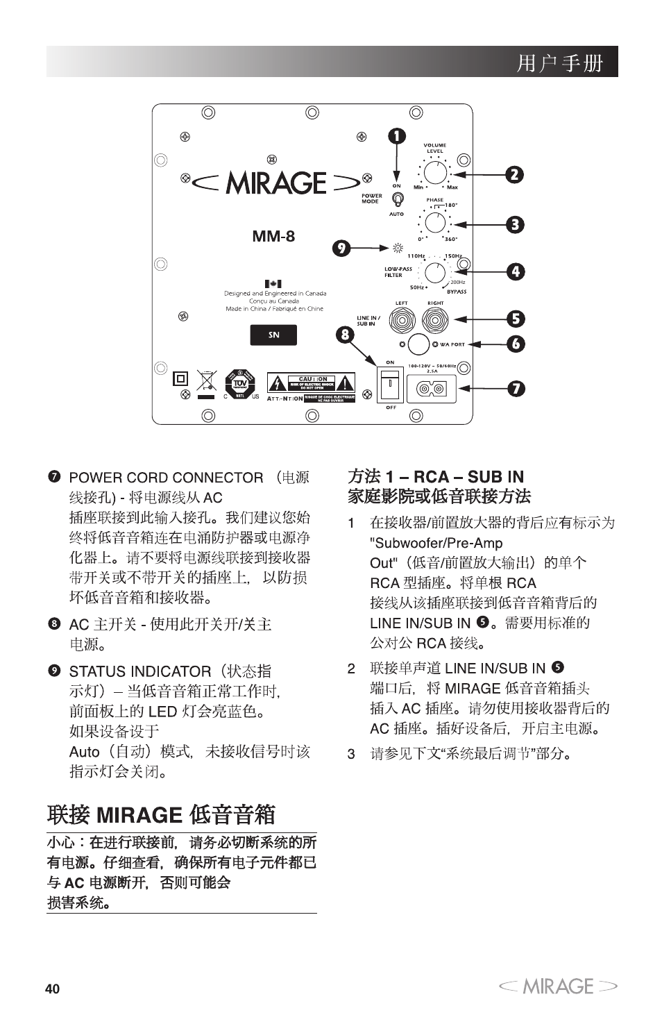 Mirage MM-8 User Manual | Page 40 / 44