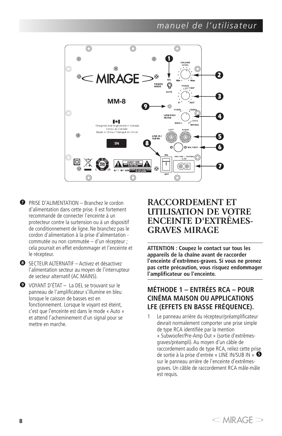 Mirage MM-8 User Manual | Page 8 / 44