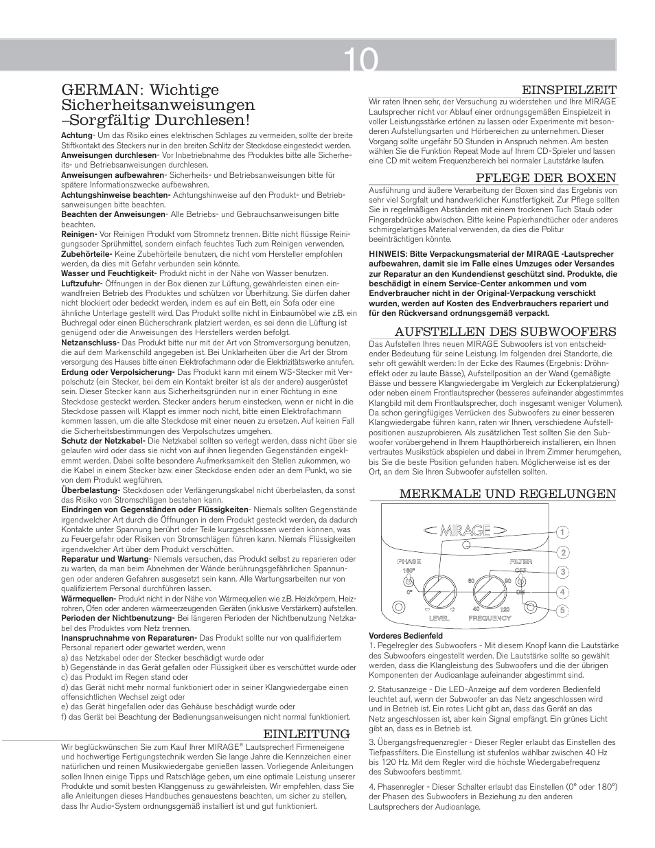 Mirage Omni S10 User Manual | Page 10 / 22