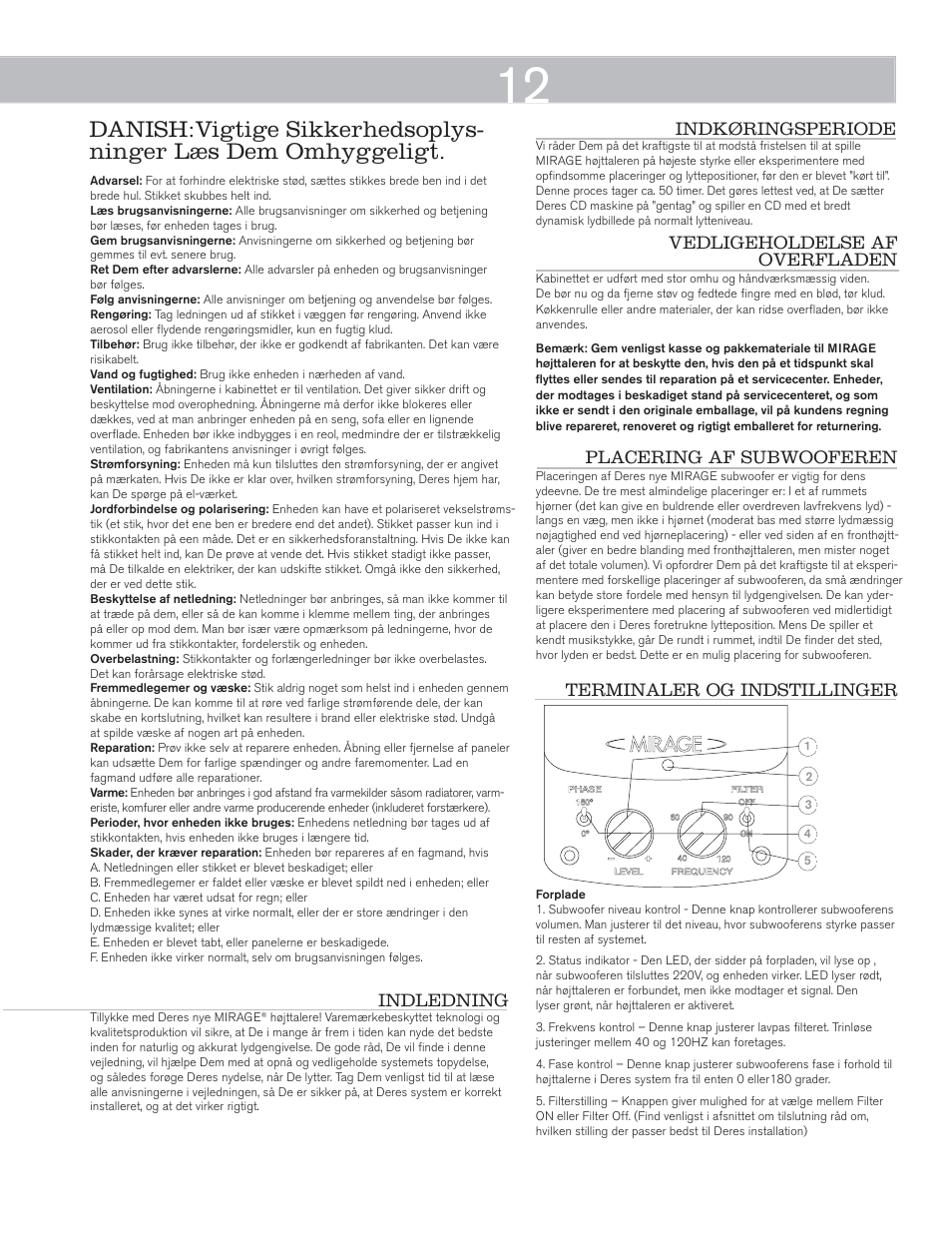 Mirage Omni S10 User Manual | Page 12 / 22