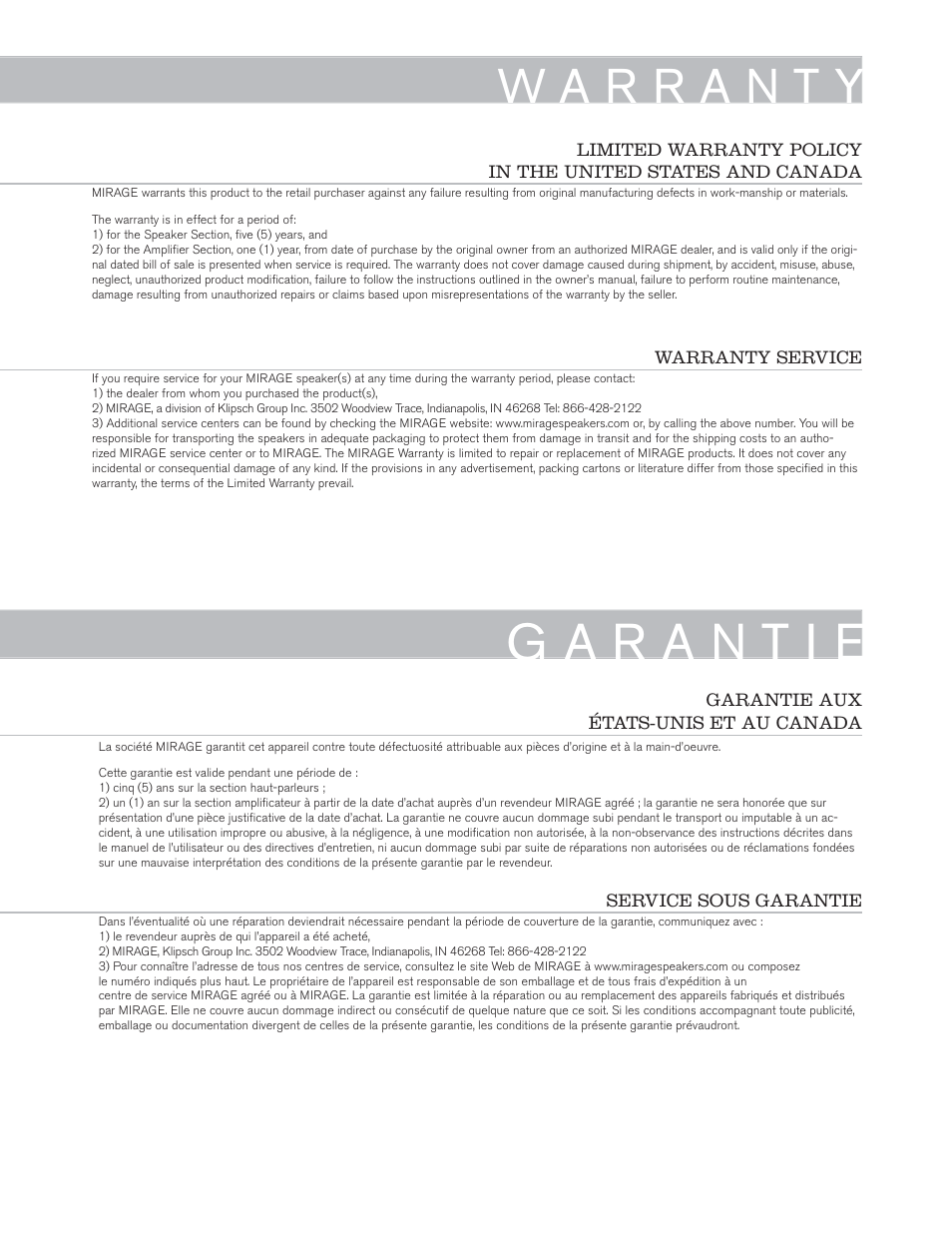 Mirage Omni S10 User Manual | Page 22 / 22