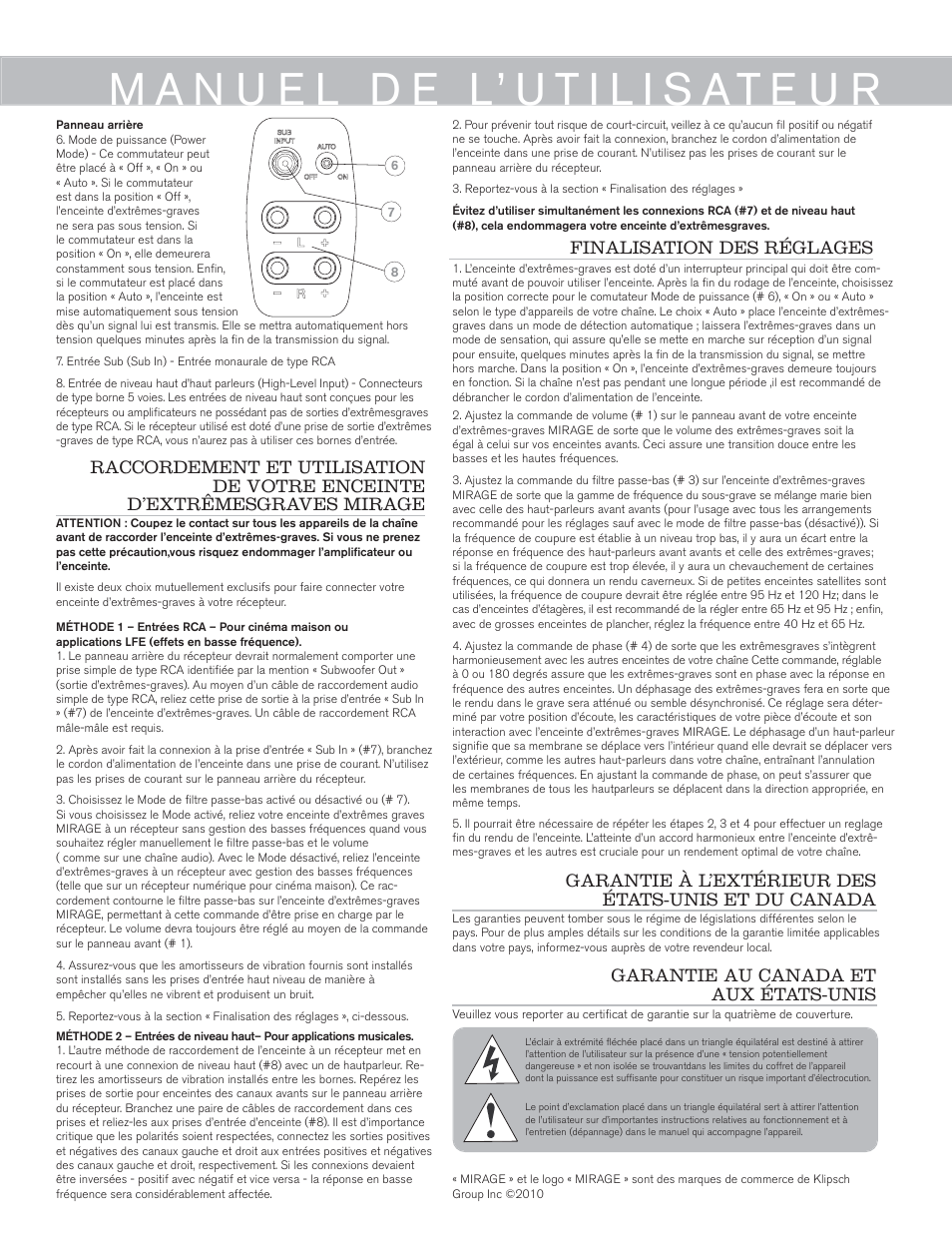Mirage Omni S10 User Manual | Page 5 / 22