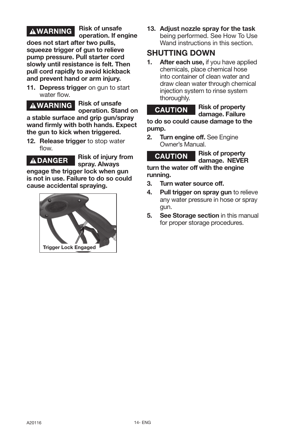 Shutting down | DeVillbiss Air Power Company Excell XC2600 User Manual | Page 14 / 60