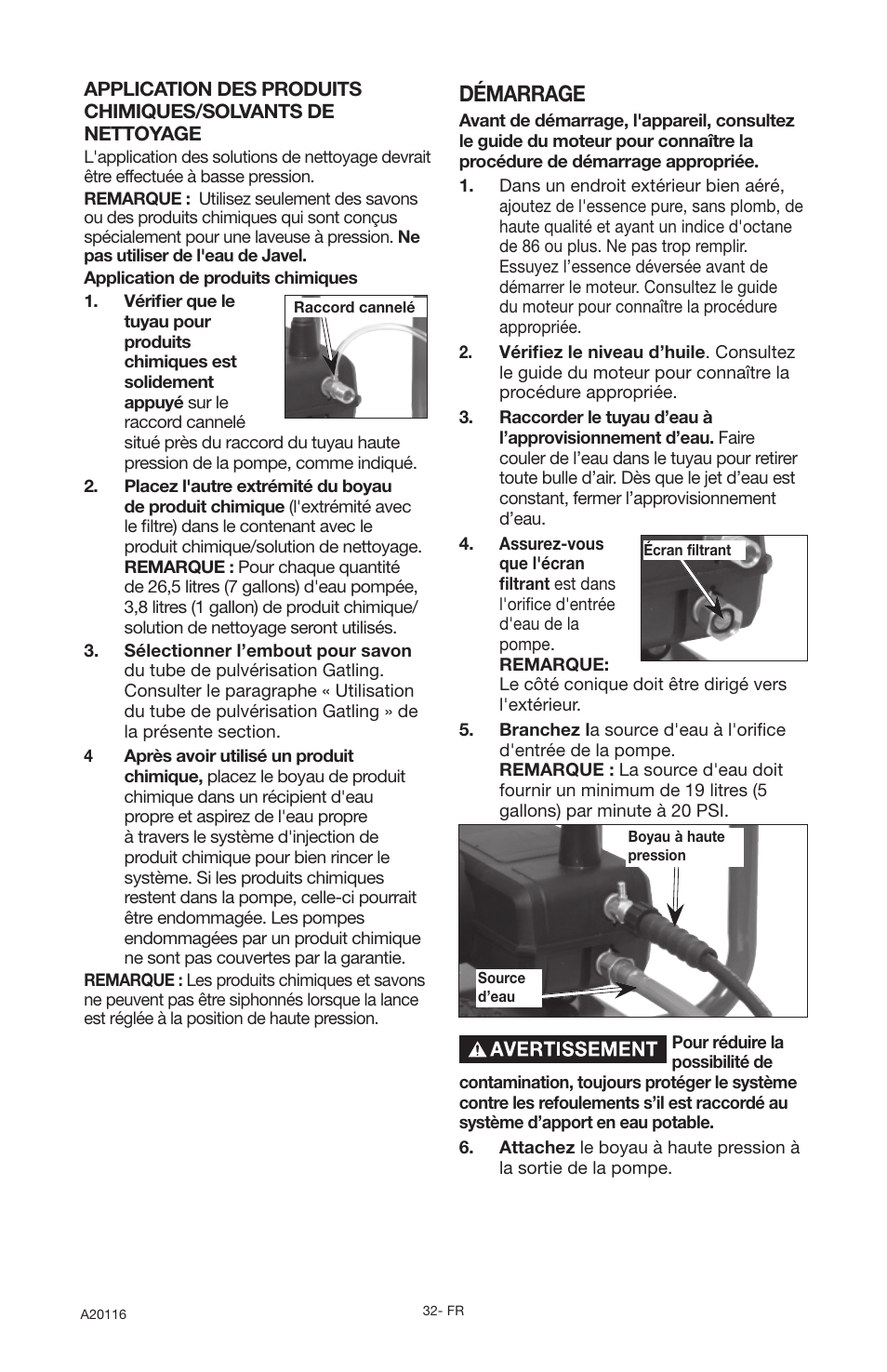 Démarrage | DeVillbiss Air Power Company Excell XC2600 User Manual | Page 32 / 60