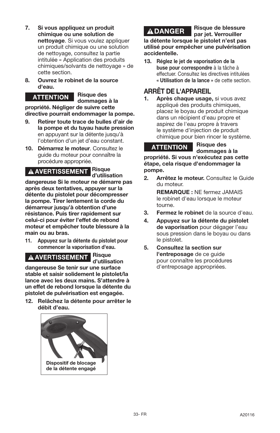 Arrêt de l'appareil | DeVillbiss Air Power Company Excell XC2600 User Manual | Page 33 / 60