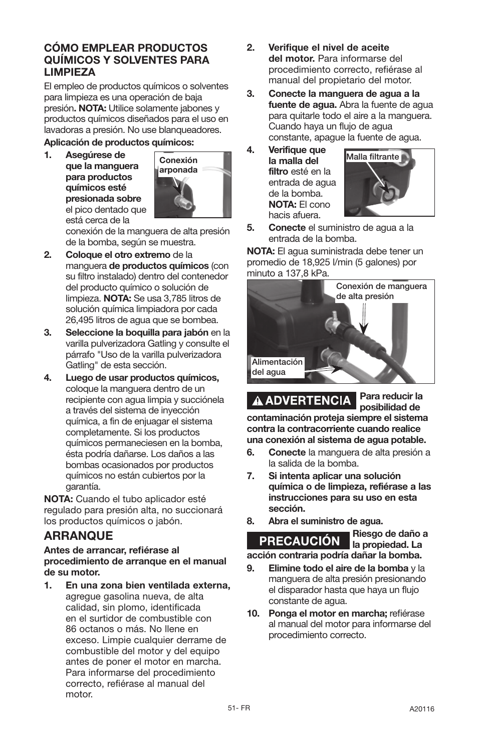 Arranque | DeVillbiss Air Power Company Excell XC2600 User Manual | Page 51 / 60