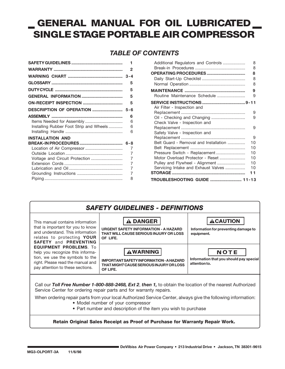 DeVillbiss Air Power Company SP-100-F User Manual | 16 pages