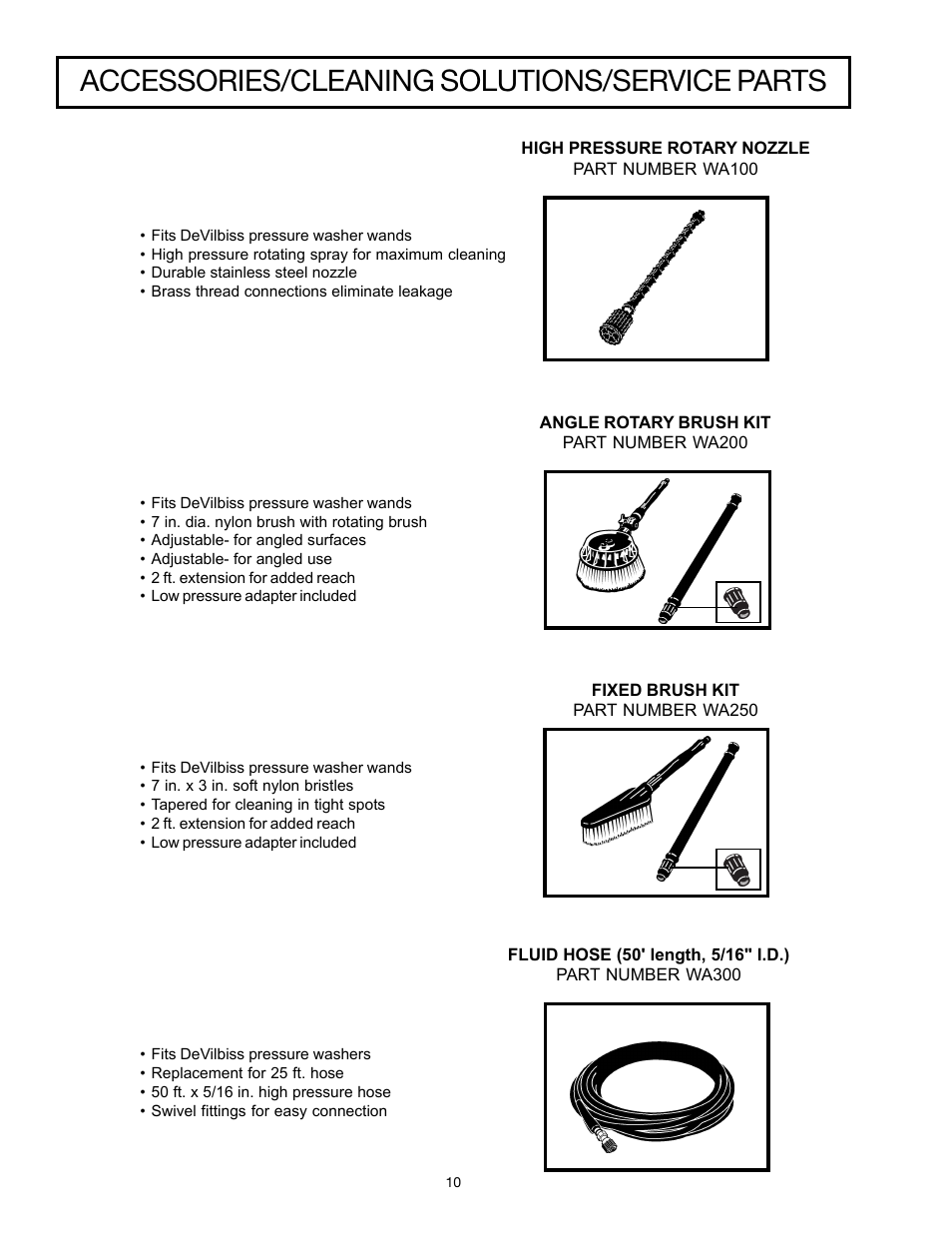 Accessories/cleaning solutions/service parts | DeVillbiss Air Power Company MGP-1218 User Manual | Page 10 / 12