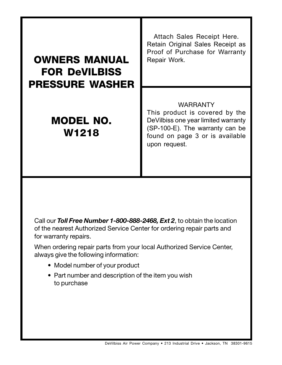 DeVillbiss Air Power Company MGP-1218 User Manual | Page 12 / 12