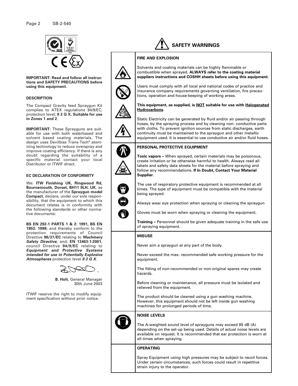 DeVillbiss Air Power Company SB-2-540 User Manual | Page 2 / 20