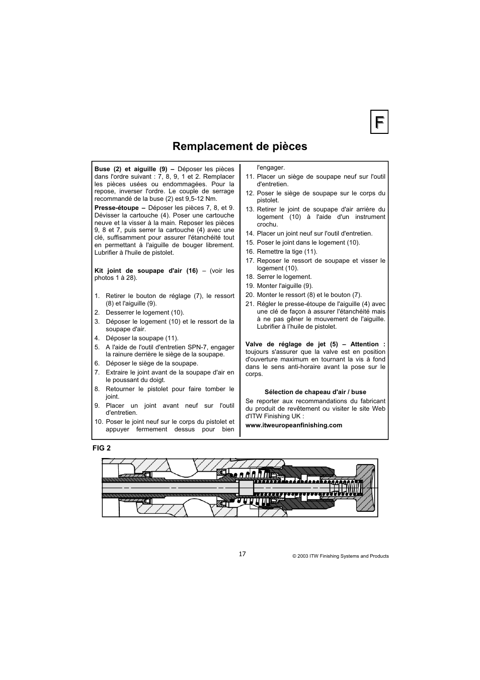 Remplacement de pièces | DeVilbiss SB-E2-2-531 User Manual | Page 17 / 32