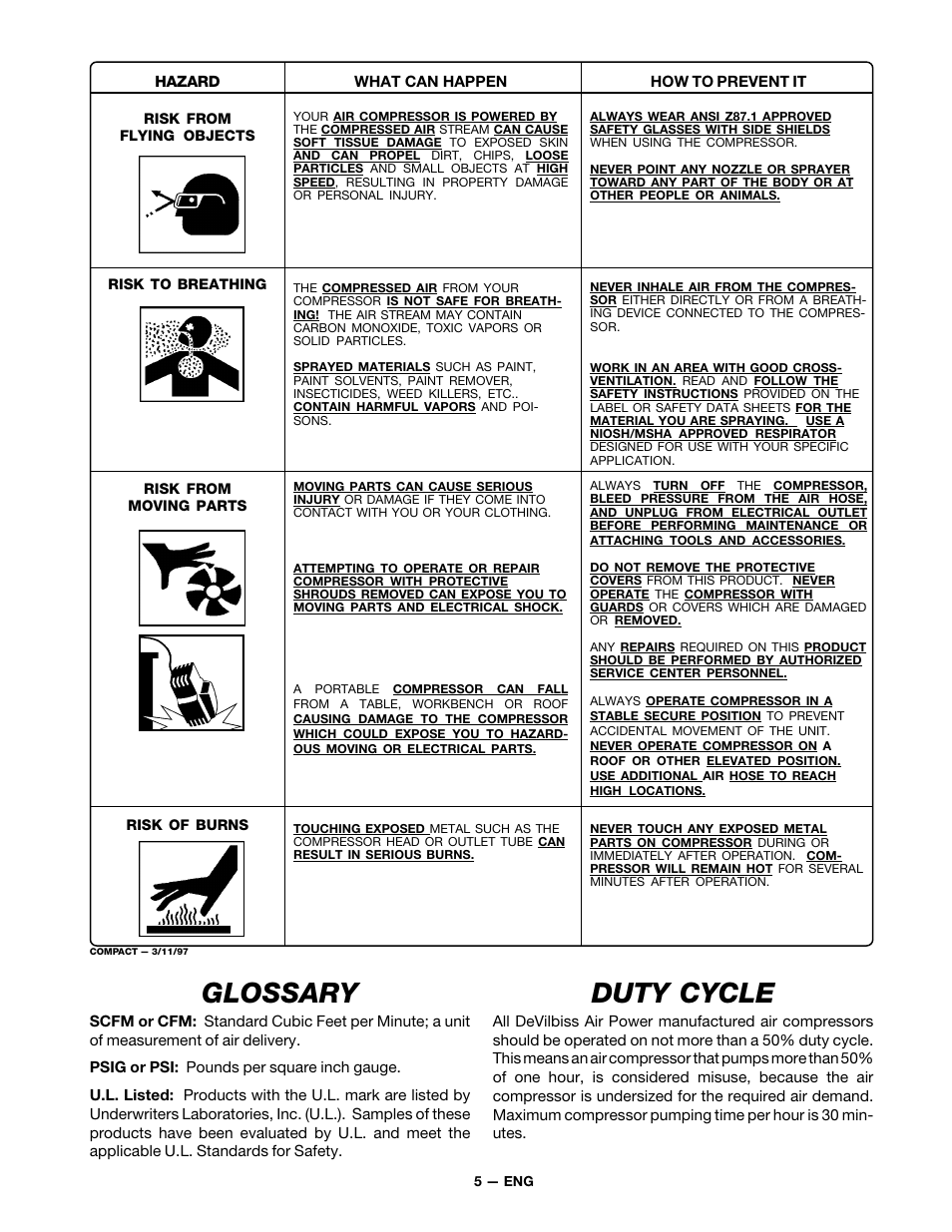 Glossary, Duty cycle | DeVilbiss FAC752-2 User Manual | Page 5 / 12