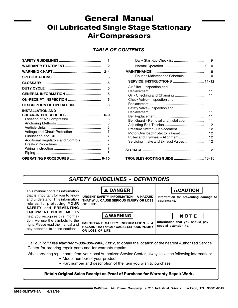 DeVilbiss MG5-OLSTAT-3A User Manual | 16 pages