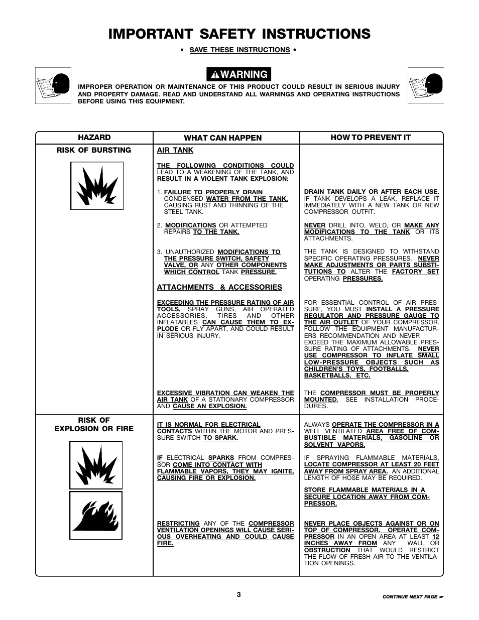 Important safety instructions | DeVilbiss MG5-OLSTAT-3A User Manual | Page 3 / 16