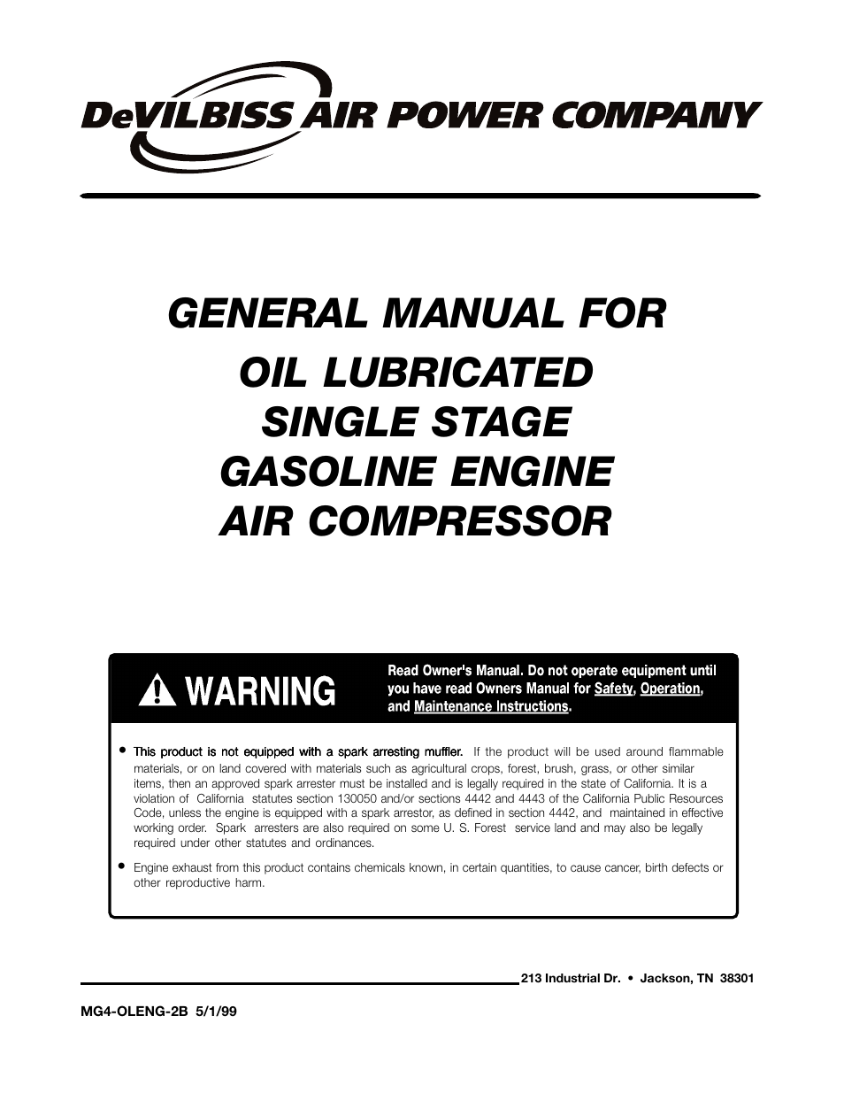DeVilbiss MG4-OLENG-2B User Manual | 20 pages