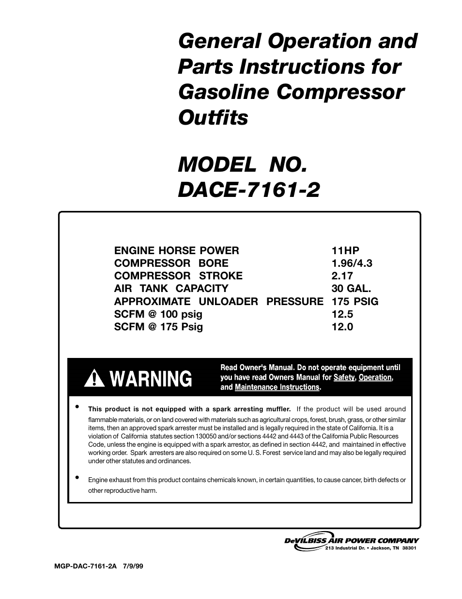 DeVilbiss DACE-7161-2 User Manual | 32 pages