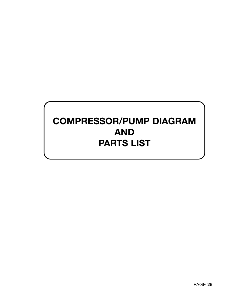 Compressor/pump diagram and parts list | DeVilbiss DACE-7161-2 User Manual | Page 25 / 32