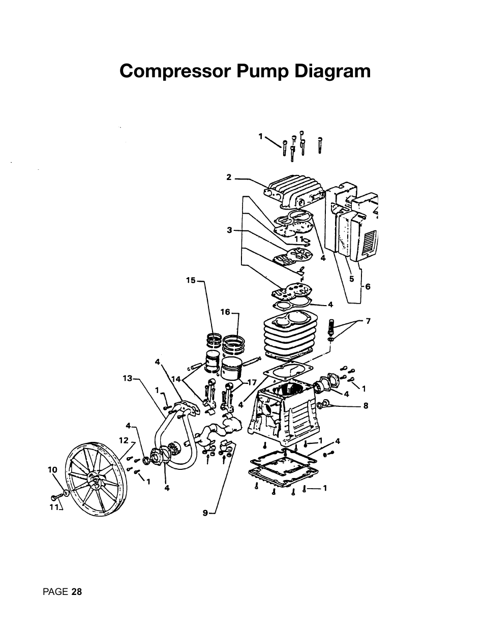 Compressor pump diagram | DeVilbiss DACE-7161-2 User Manual | Page 28 / 32