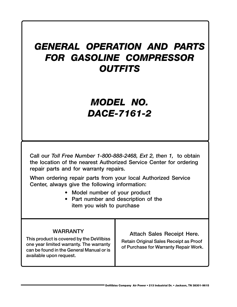 DeVilbiss DACE-7161-2 User Manual | Page 32 / 32