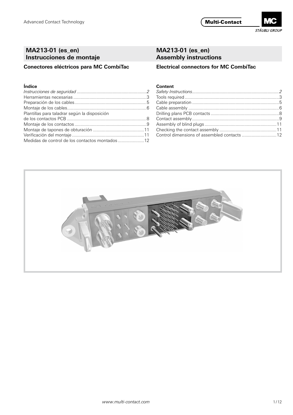 Multi-Contact MA213-01 User Manual | 12 pages