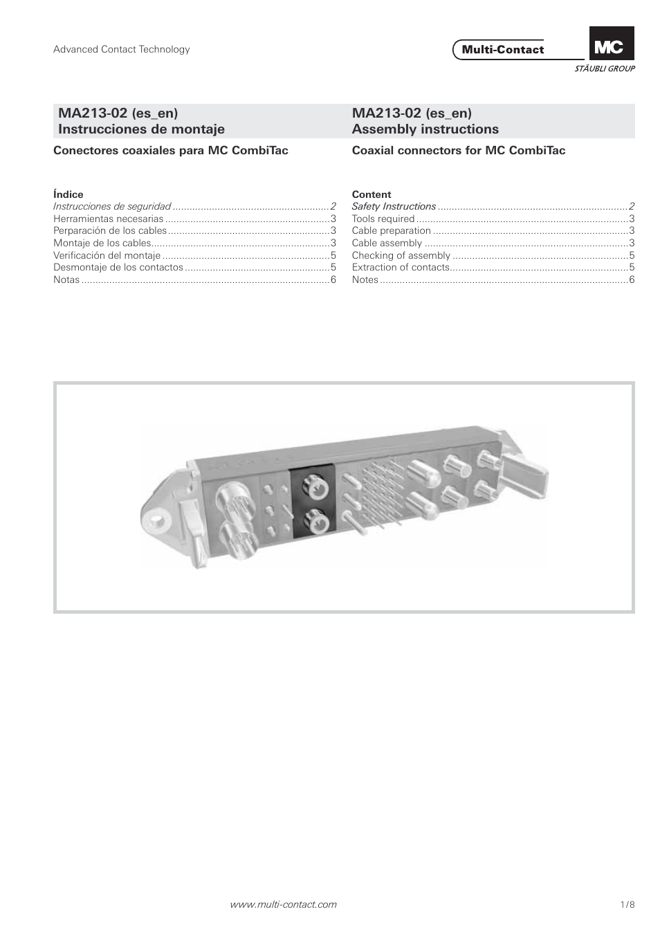 Multi-Contact MA213-02 User Manual | 8 pages