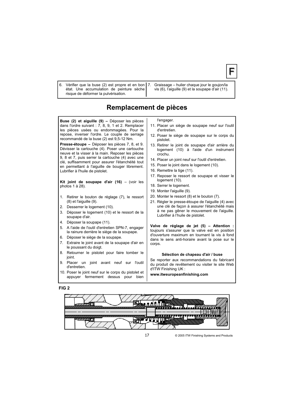 Remplacement de pièces | DeVilbiss COMPACT P2-11 User Manual | Page 17 / 32