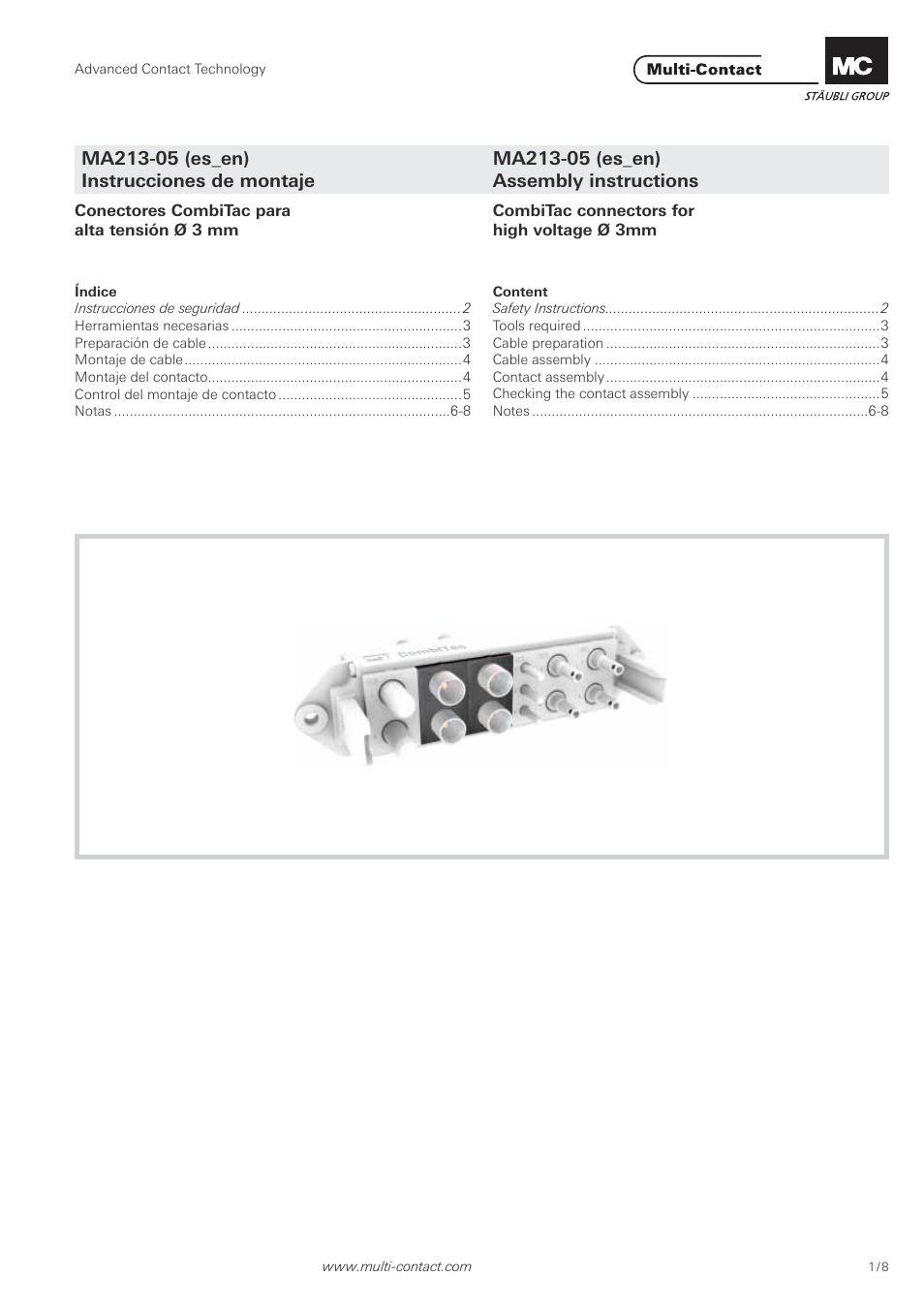 Multi-Contact MA213-05 User Manual | 8 pages