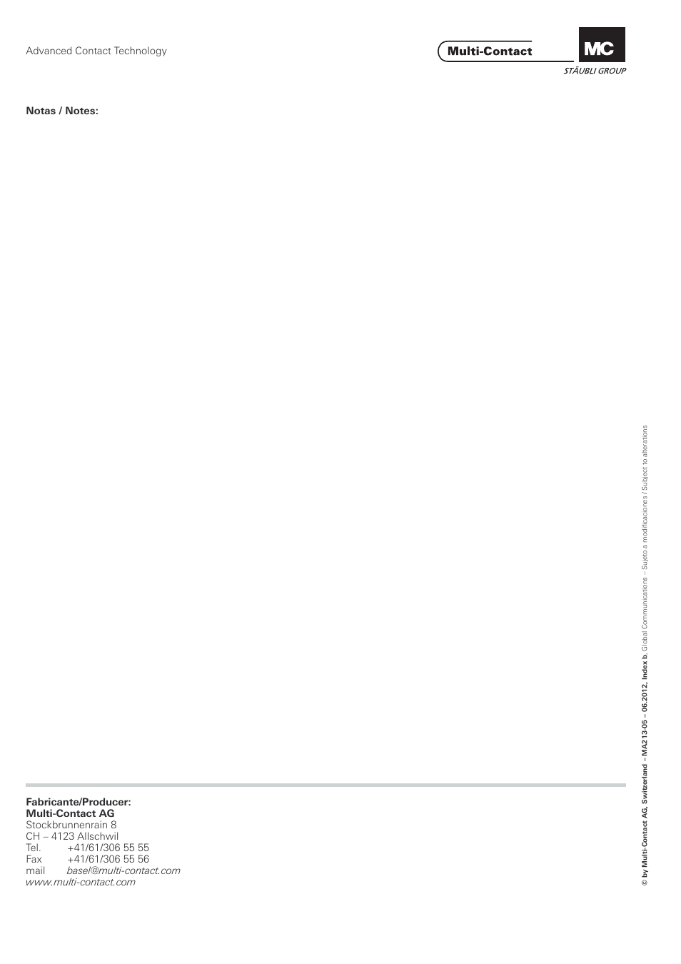 Multi-Contact MA213-05 User Manual | Page 8 / 8