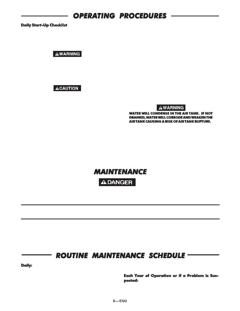 Maintenance, Routine maintenance schedule | DeVilbiss FTV560V User Manual | Page 8 / 14