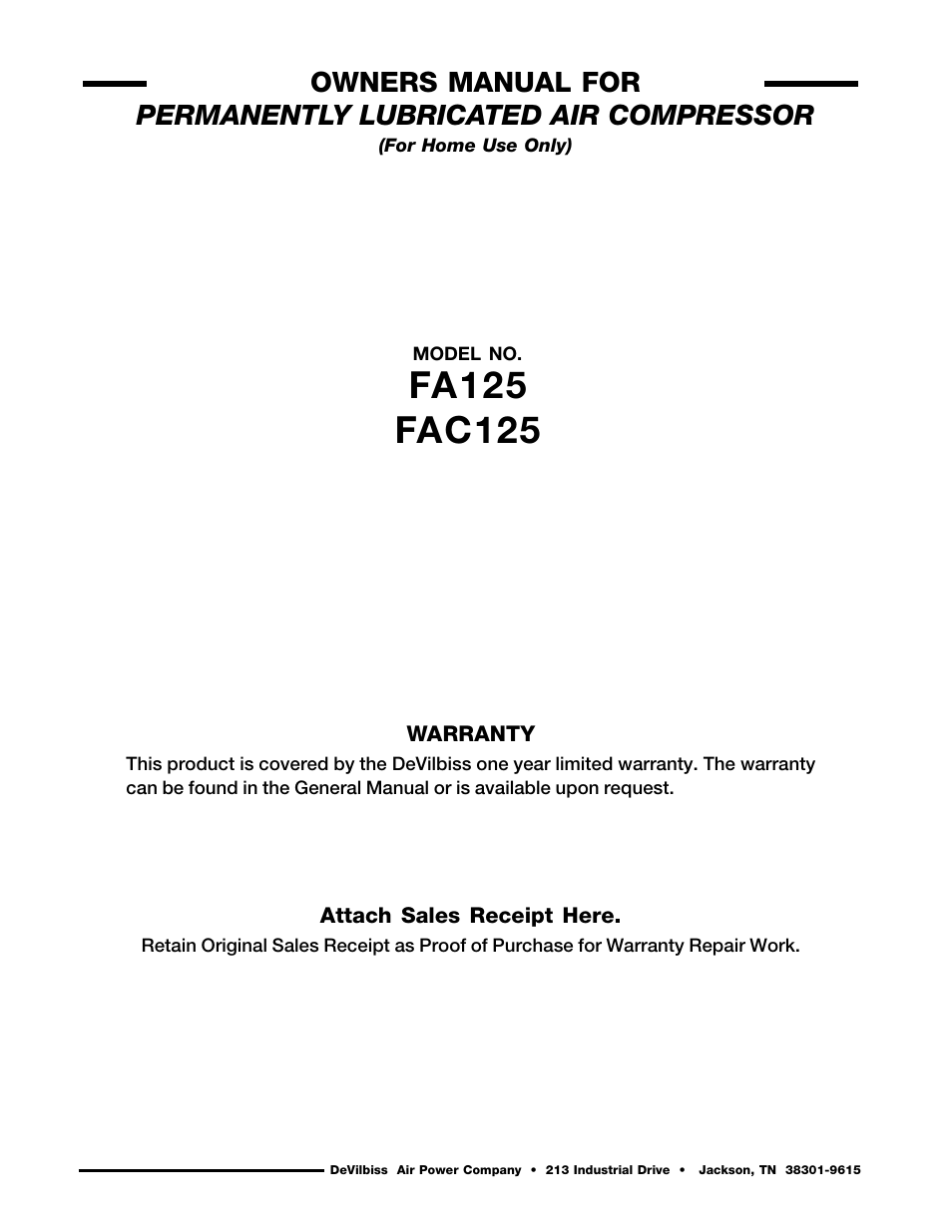 DeVilbiss FA125 User Manual | Page 12 / 12
