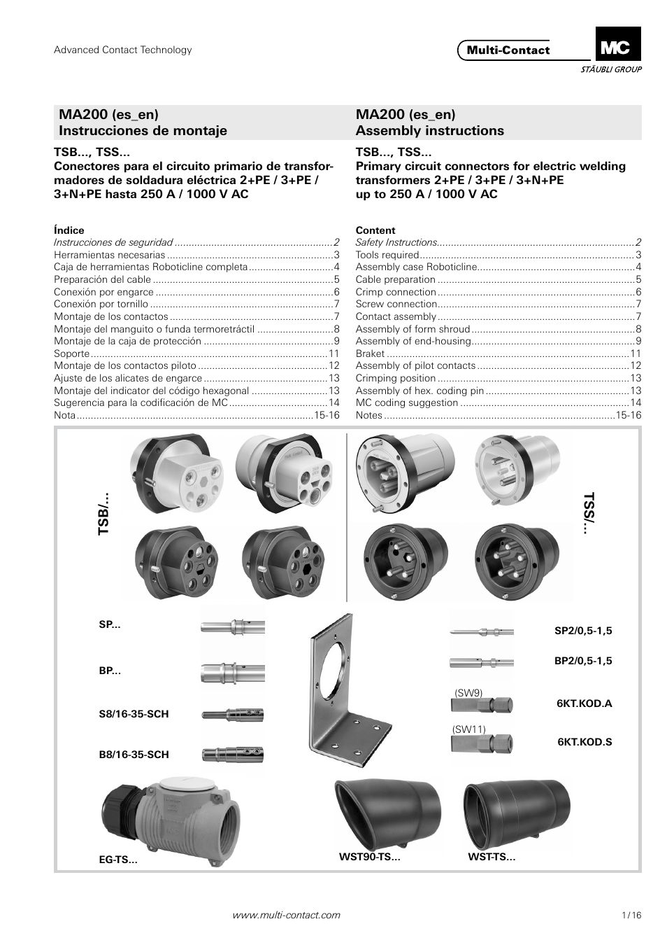 Multi-Contact MA200 User Manual | 16 pages