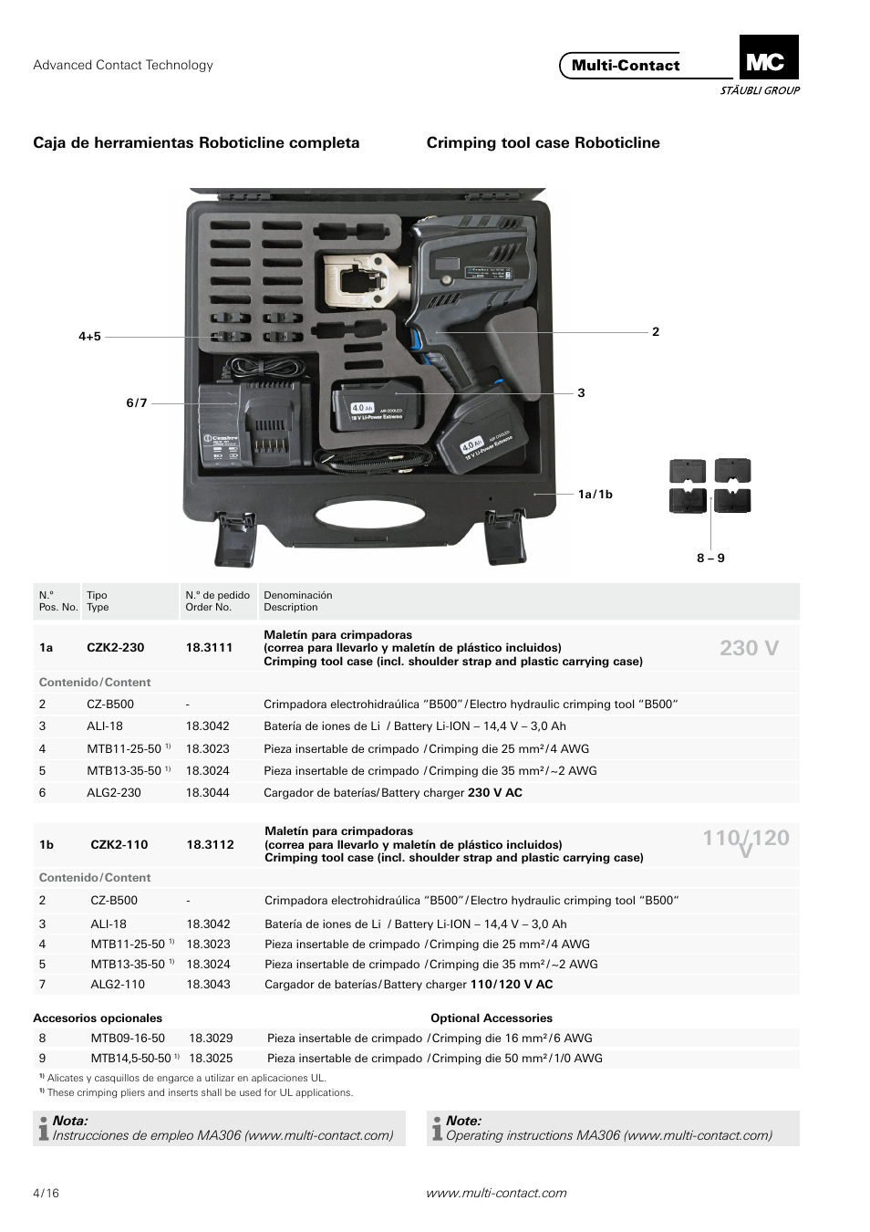 230 v | Multi-Contact MA200 User Manual | Page 4 / 16