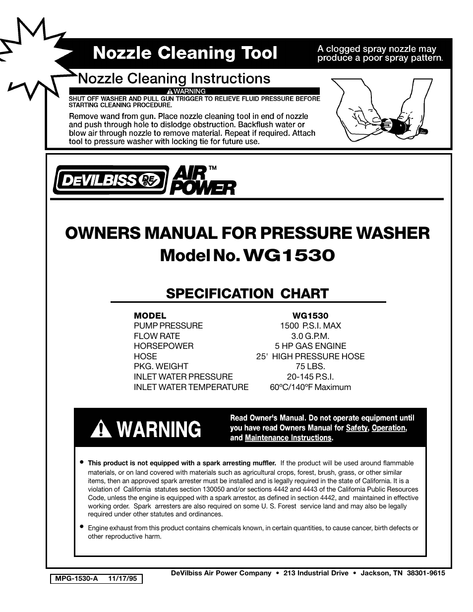 DeVilbiss WG1530 User Manual | 16 pages